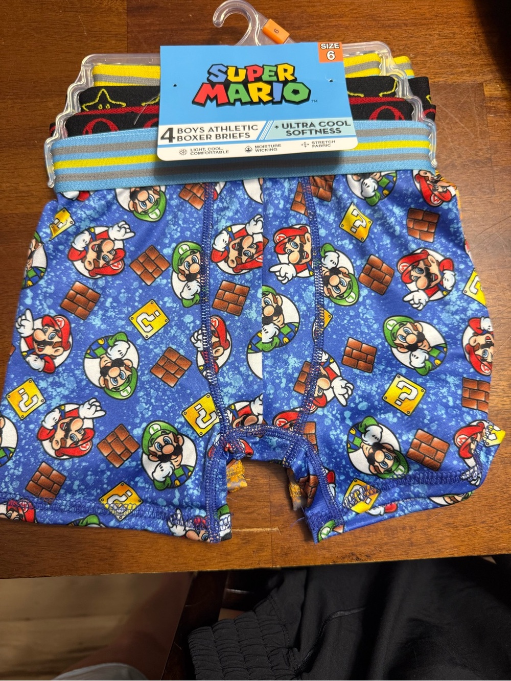 Nintendo Super Mario Boys Blue Athletic Boxer Briefs